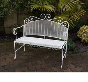 garden white wire bench theconservatory hove