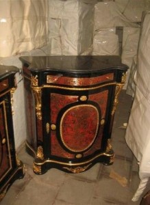 boule pier cabinet curved inlaid wood