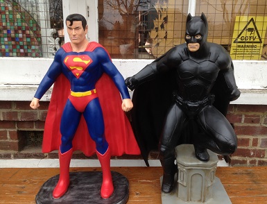 Superman and Batman resin figures brighton & hove the conservatory